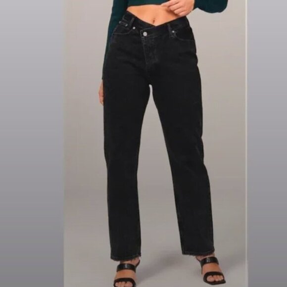 Abercrombie & Fitch the dad high rise jeans black 26 2  curve - Picture 1 of 8